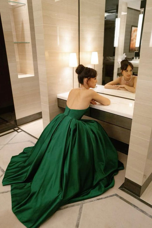 Fashion Green Backless Party Dress Sexy Long Prom Dress Evening Gown Y7496