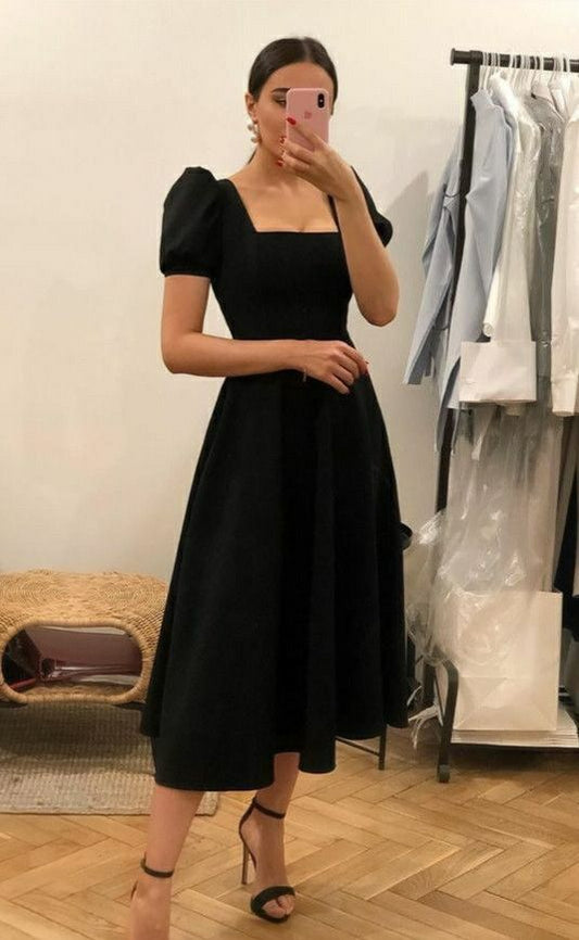 Robe de bal noire longueur cheville, robe de soirée fg5059