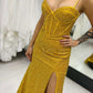 Sparkle Yellow Mermaid Long Evening Prom Dress       fg4785