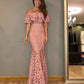Pink Lace Evening Dress Party Long Mermaid Dress      fg4437