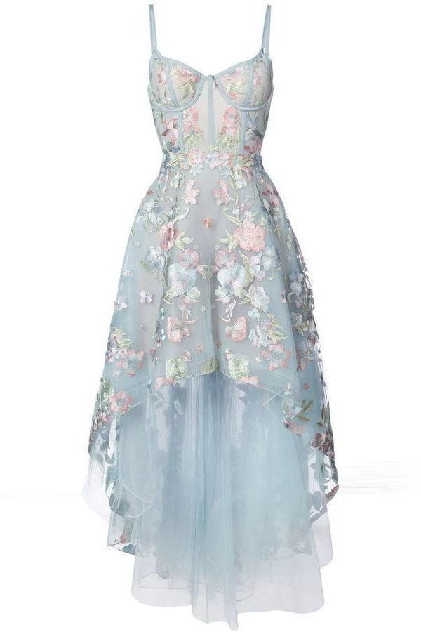 blue asymmetrical prom dress Inara Blue Ruffle Prom Dress main image 0