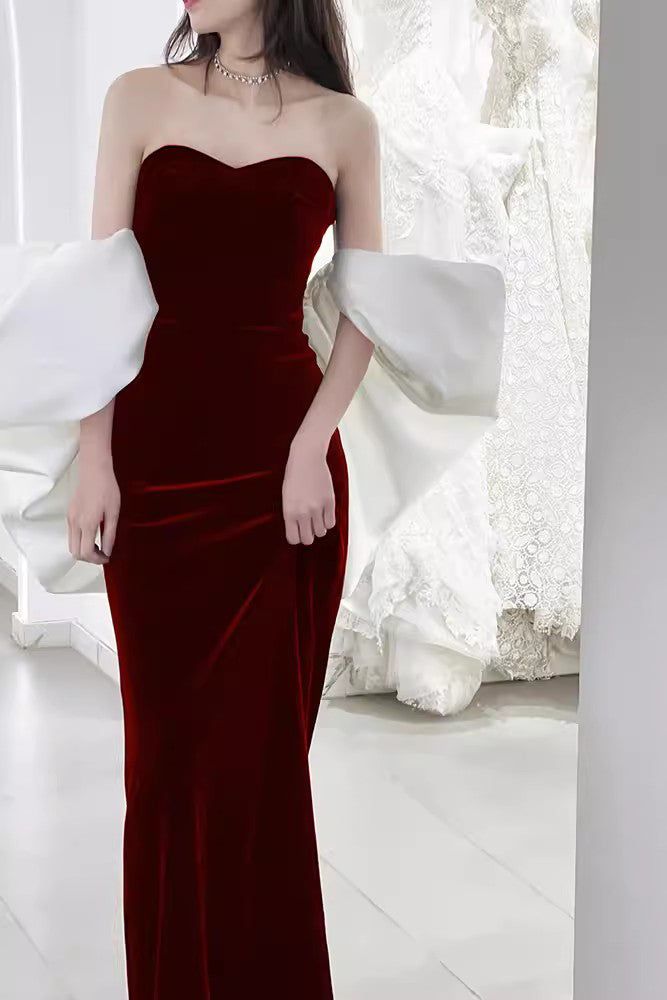 burgundy sweetheart mermaid dress Red Mermaid Sweetheart Neck Sequins Long Prom Dresses, Red / 6