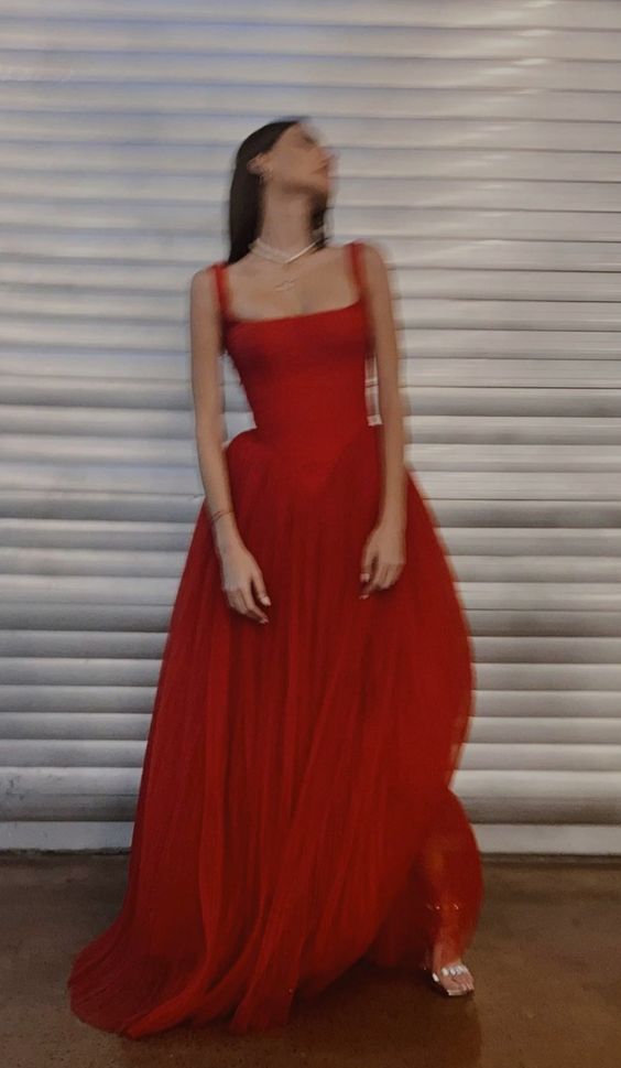Elegant Red Straps A-line Prom Dress,A-line Prom Gown fg4868 – formalgowns