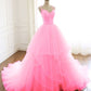 Spaghetti Straps Prom Dresses, Prom Ball Gown, Pink Prom Dresses  fg4590