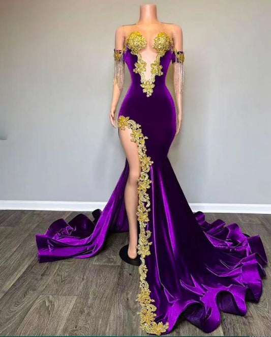 Arabic Prom Dresses, Fashion Party Dresses, Off The Shoulder Prom Dresses, Purple Evening Dresses   fg5145
