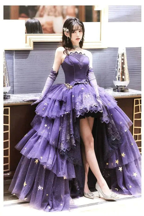 Simple Purple A-line Prom Dress,Wedding Guest Outfit  Y5700
