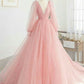A-Line Prom Dresses Elegant Dress Pink Prom Gown     fg4617
