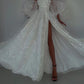 Puffy sleeves long prom dress formal evening dress       fg4803