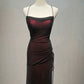 Black and Red Straps Long Simple Party Dress, Black and Red Prom Dress      fg5156