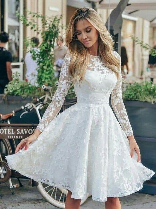 Robe trapèze vintage en dentelle à manches longues pour femme, tenue de vacances à manches longues en dentelle fg4802