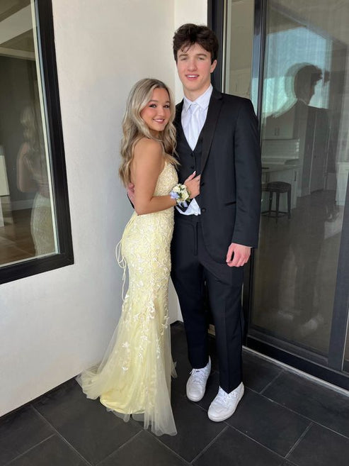 Yellow Lace Prom Dress Long, Formal Dress, Dance Dresses, Graduation School Party Gown Y7310 main image 1