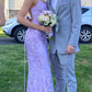 Purple Mermaid Prom Dresses Lace Appliques Evening Party Formal Gowns     fg4552