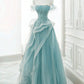 Tulle Off Shoulder Beaded Lace Long Prom Dress, Formal Dress      fg4913