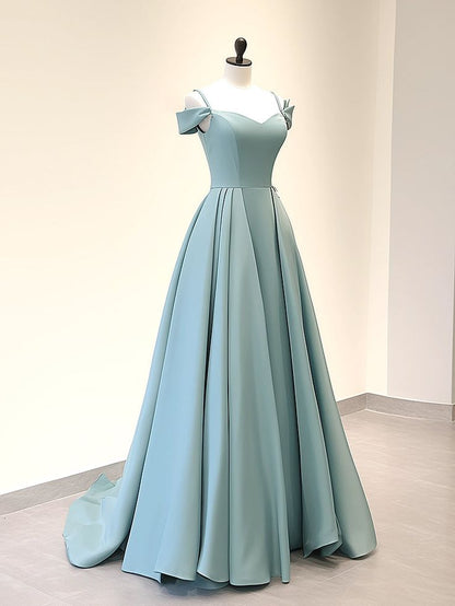 A-Line Off Shoulder Satin Long Prom Dress, Long Evening Dress      fg4939