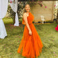 Robe de bal longue et sexy pour femme, orange, pour occasions formelles, fg4632