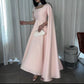 Elegant Long Pink Prom Dresses A Line Chiffon Cape Ankle Length Short Party Gown for Women   fg4634