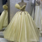 A-Line Yellow Tulle Long Prom Dress, Long Evening Dresses      fg4408