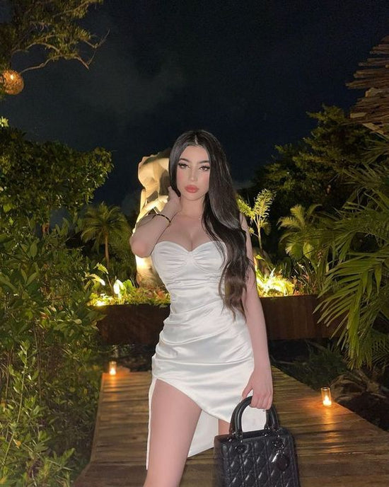 Sexy white homecoming dress with lace S53