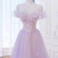 Purple Prom Dress, Off Shoulder Evening Dress,dream Party Dress,romantic Birthday Dress      fg4656