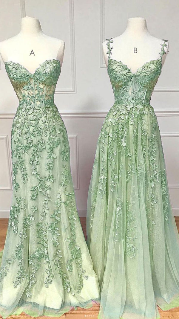 Green Evening Dress, Long Green Prom Dress fg4456 – formalgowns