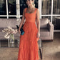 A-line Orange Modest Formal Long Women Evening Prom Dresses      fg4780