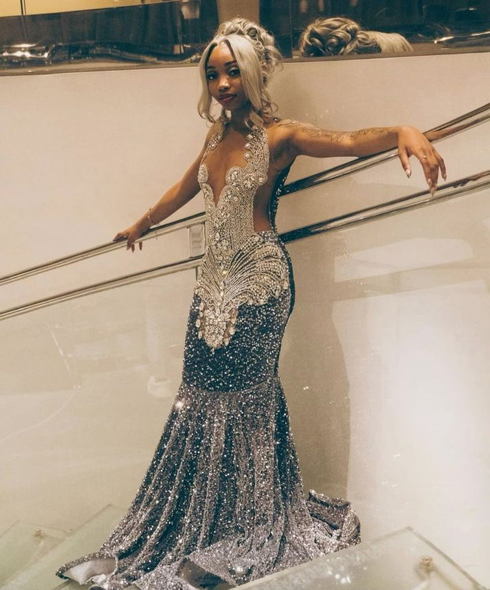 Silver Mermaid Women's Formal Evening Party Prom Gowns main image 0