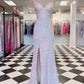 Pink Strappy Sequin Spaghetti Straps Mermaid Prom Dress with Side Slit      fg4702