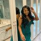 Robe de bal sirène vert foncé en tulle et dentelle, tenue d'hiver formelle fg4863