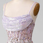 Women Spaghetti Straps Purple Prom Dress, Mermaid Evening Gown with Slit, Handmade Sparkle Party Dress, Custom Formal Evening Dress       fg5034