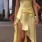 Yellow High-Low Spaghetti Straps Prom Dress Party Dress     fg4992
