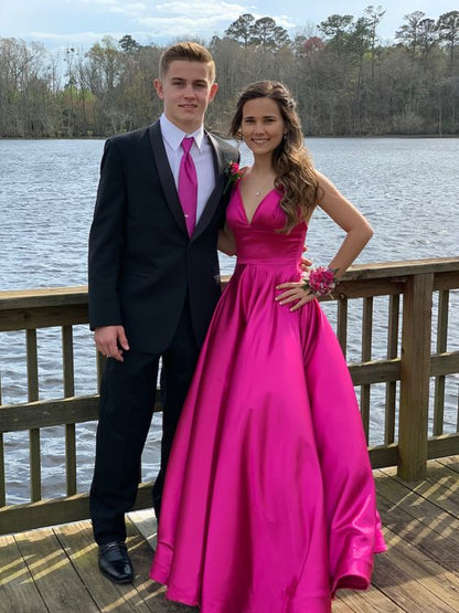 Hot Pink Satin Long Prom Dress Formal Party Dress Prom Dress fg4351 formalgowns Hot Pink Satin Long Prom Dress Formal Party Dress Prom Dress fg4351 formalgowns