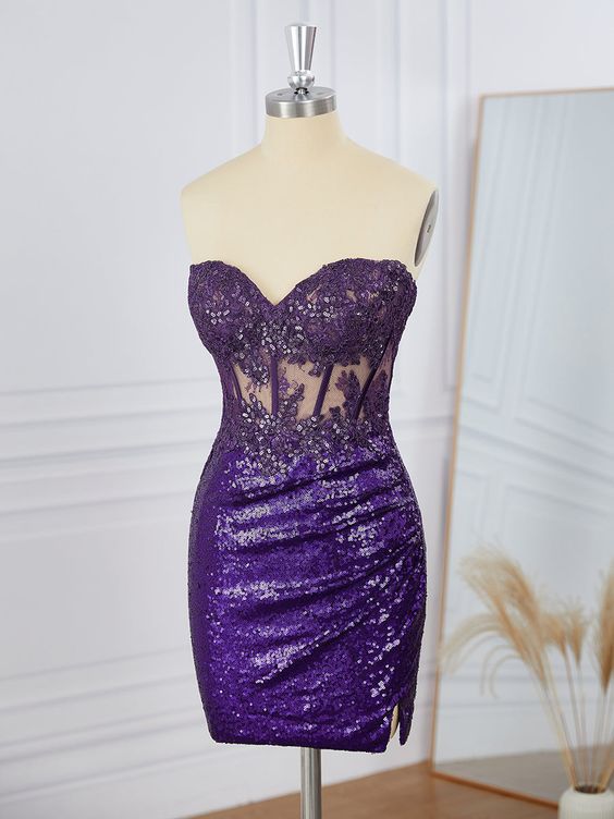 corset mini dress homecoming Sheath Sequins Sweetheart Appliques Lace Corset Short/Mini Dress Homec –  formalgowns