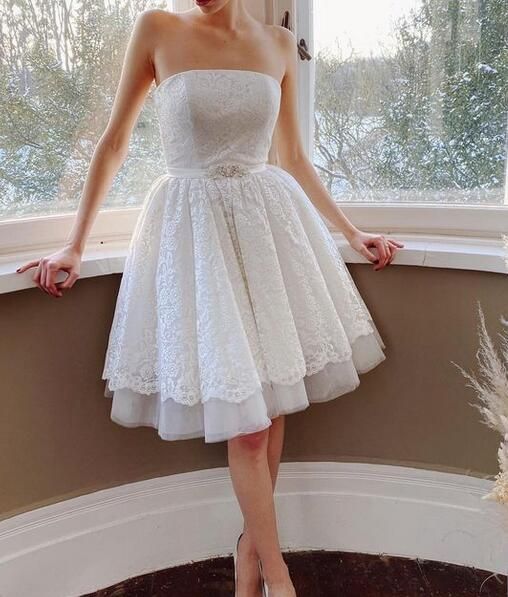 Short Wedding Dress, Wedding Receiption Dress, Bridal Gown ,Dresses For Brides     fg4688