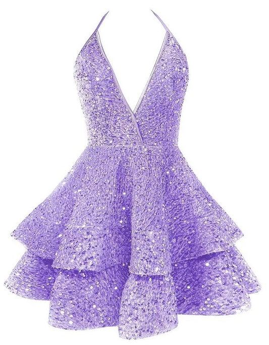 Sequin Homecoming Dresses Short for Teens Sparkly V-Neck Prom Dress Cocktail Party Gowns   fg4390