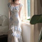 Summer New Women Elegent Slim Party Prom Print Ruffles Dress Female Fashion Party Dress     fg5009