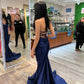 Navy Mermaid Prom Dress,Backless Evening Gown       fg5040