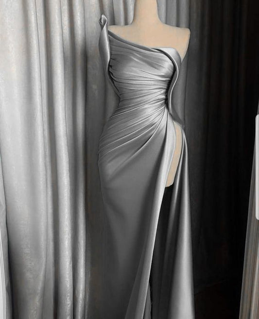Sexy Gray Sleeveless Mermaid Prom Dresses      fg4839