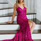 sequins long prom dress with spaghetti straps mermaid long party dress for girls     fg4853