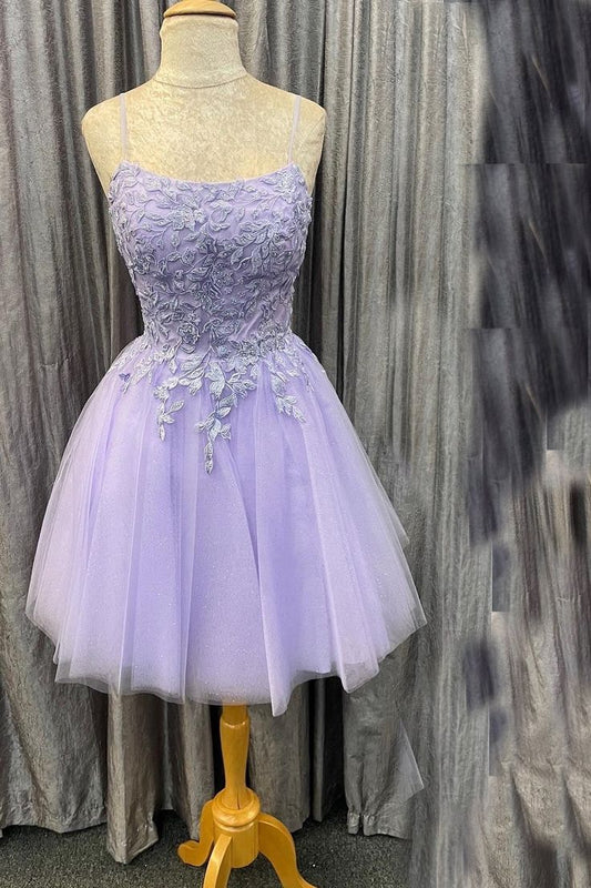 Princess Lavender Appliques Short A-line Homecoming Dress      fg4410