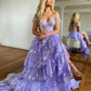 Tulle Sequins Long Prom Dress with Sheer Corset Bodice and Ruffle Skirt      fg4619