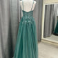 Straps Lace Appliques Long Prom Dress    fg4886