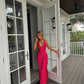Sexy A line V neckline Sleeveless Party Dress Hot Pink Prom Dress     fg4609