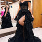 Tulle Appliques Off-the-Shoulder Ruffle Long Prom Dress       fg4747