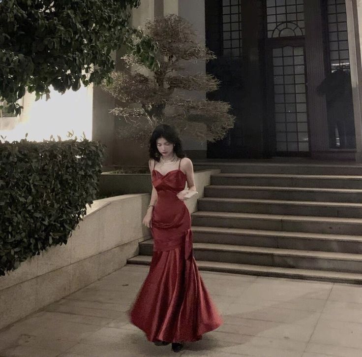 Stunning Mermaid Spaghetti Straps Long Wine Red Prom Dress Birthday Outfits      fg4875