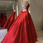 Simple Backless Red Satin Long Prom Dress,Open Back Formal Dresses, Red Evening Gown     fg5002