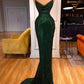 Robe de bal verte sexy à col bénitier et gaine fg5120