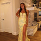 Mermaid V-neck Sequined Sweep Train Prom Dresses With Split      fg4215
