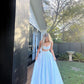 Light Blue Evening Gown Formal Evening Long Two Piece prom gown     fg4172