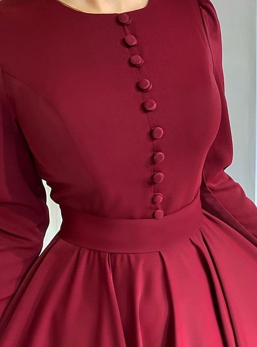 A-Line Dark Red Prom Dress Simple Elegant Dress    fg3566