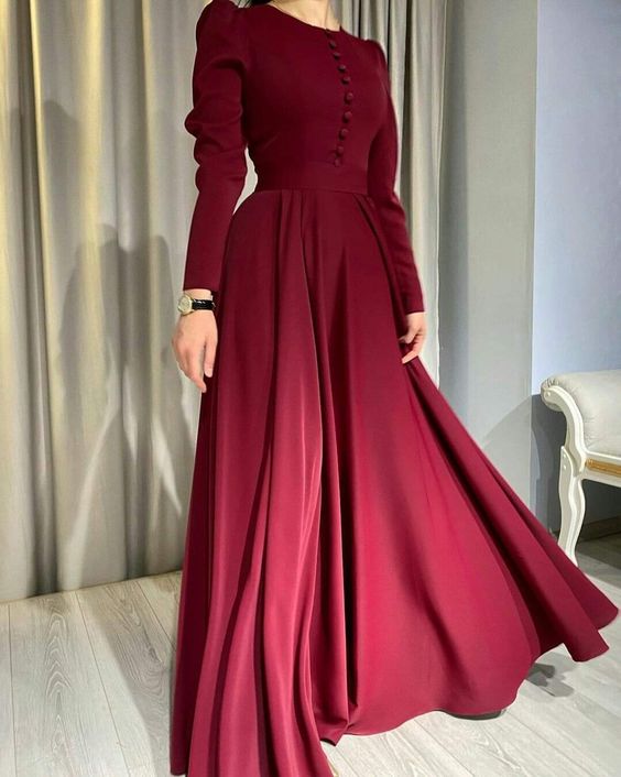 A-Line Dark Red Prom Dress Simple Elegant Dress fg3566 – formalgowns